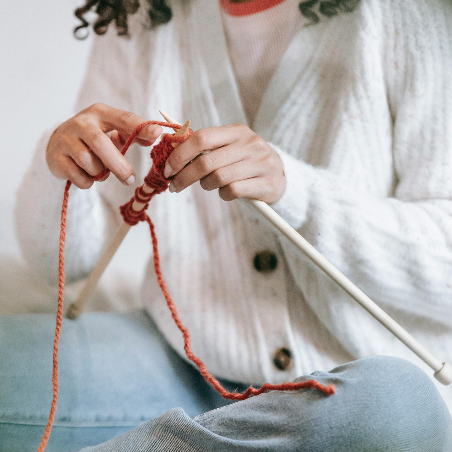 Image of woman knitting